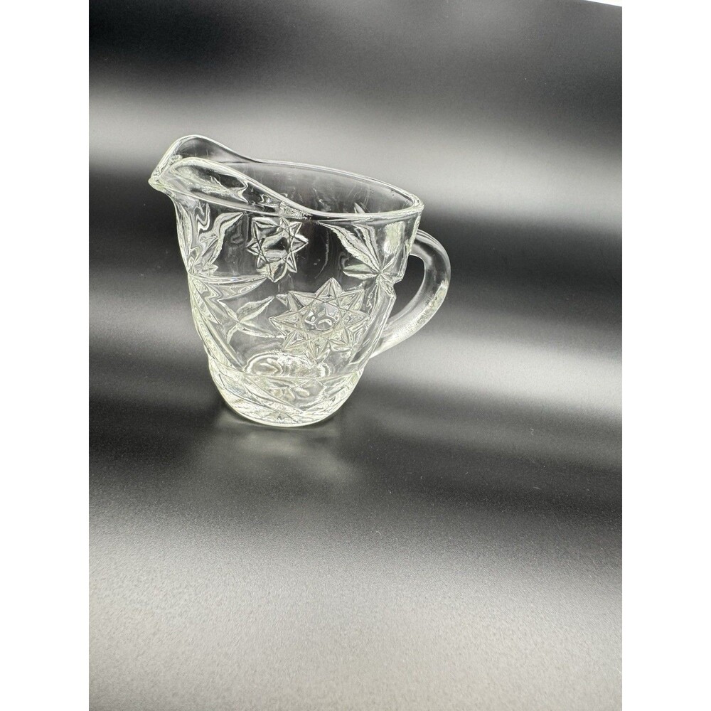 Vintage Anchor Hocking EAPG Star of David Creamer Pitcher Pressed Clear Glass